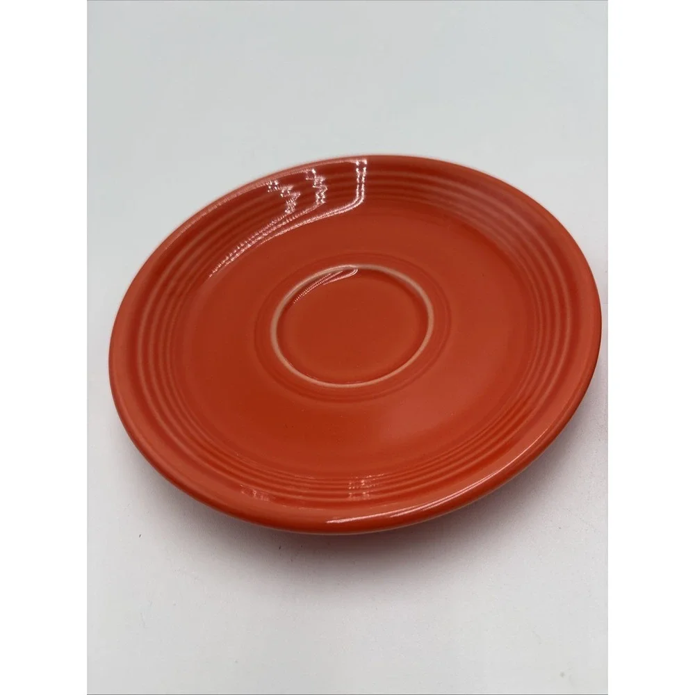 Vtg Fiesta Ware‎ Homer Laughlin 80's 90's Lead Free Saucers 2 Orange